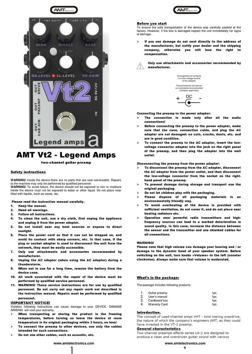 AMT Vt2 Legend Amps User manual