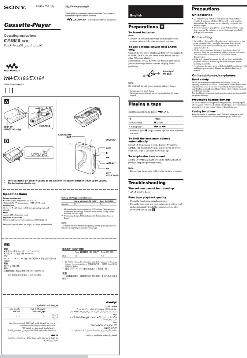 Sony WM-EX196 User manual