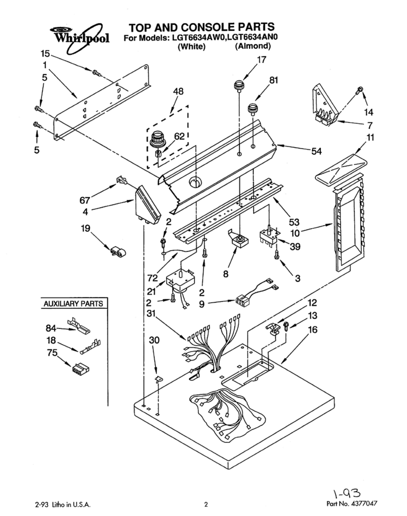 Whirlpool LGT6634AW0 parts list