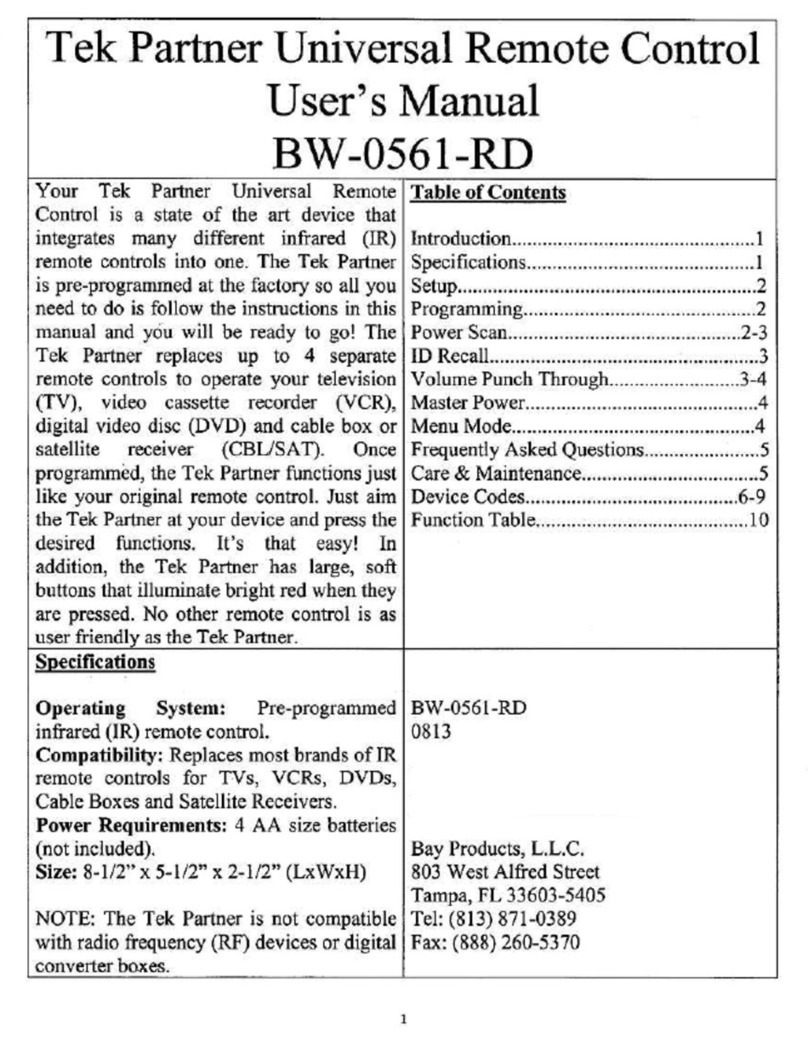 Bay Products Tek Partner BW-0561-RD user manual