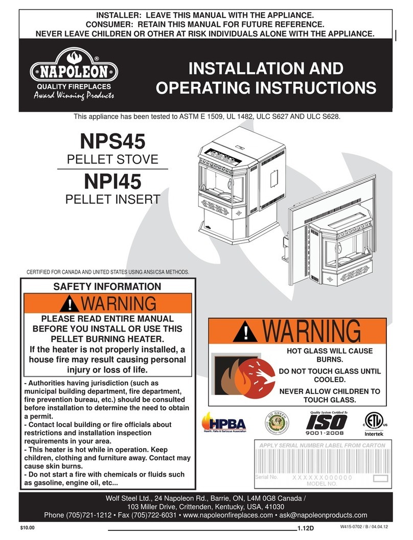 Napoleon NPS45 Installation and operating instructions