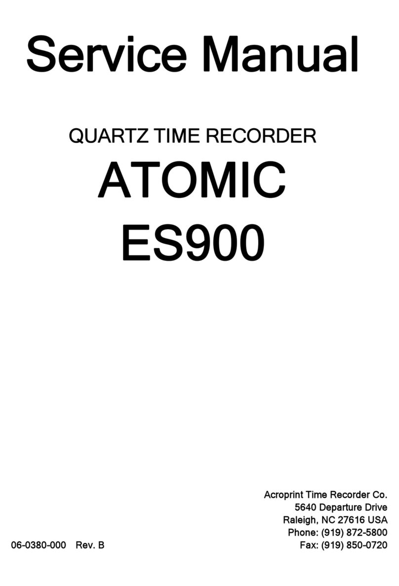 Acroprint Time Recorder Atomic ES900 Service manual