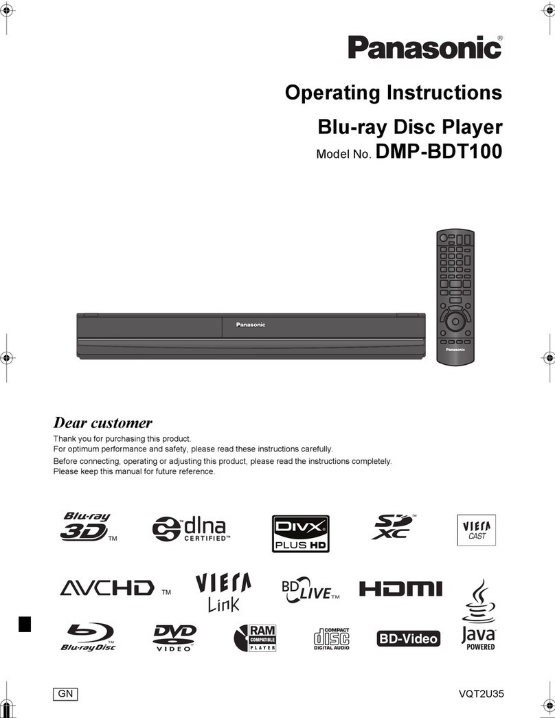 Panasonic DMPBDT100 - 3D BLU-RAY DISC PLAYER User manual