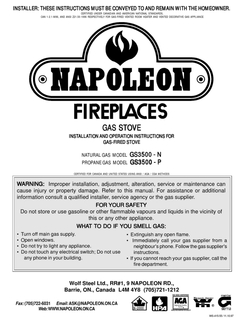 Napoleon GS3500 - N Installation and operation instructions