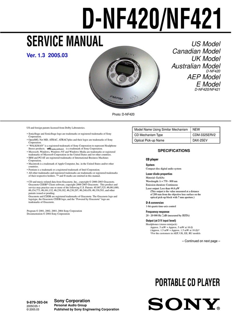 Sony D-NF420 - Portable Cd Player User manual