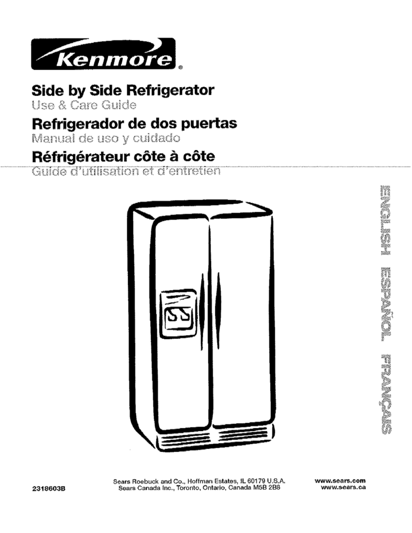 Kenmore Side by side refrigerator Use & care guide Kenmore Side by side refrigerator Use & care guide