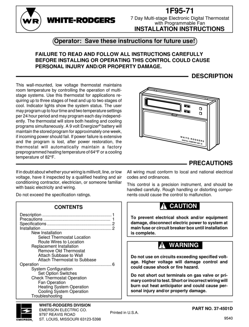 White Rodgers 1F95-71 installation instructions