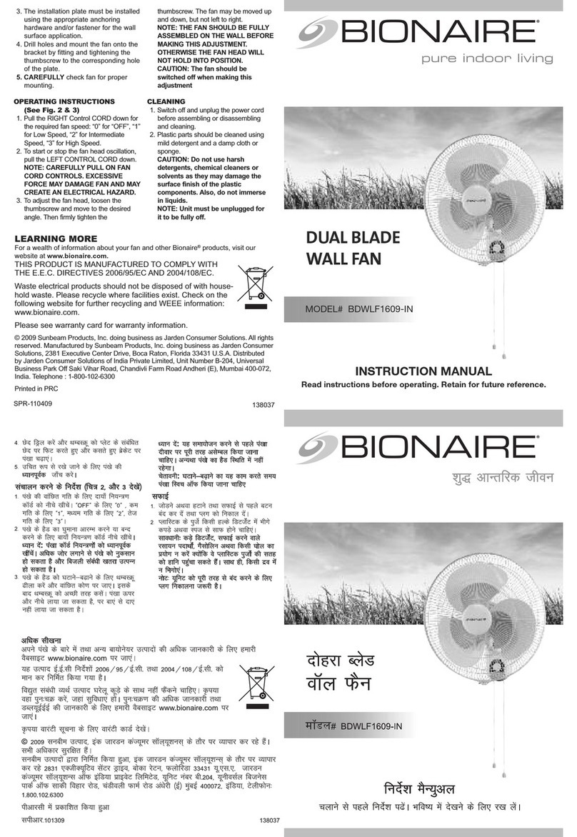 Bionaire BDWLF1609-IN instruction manual