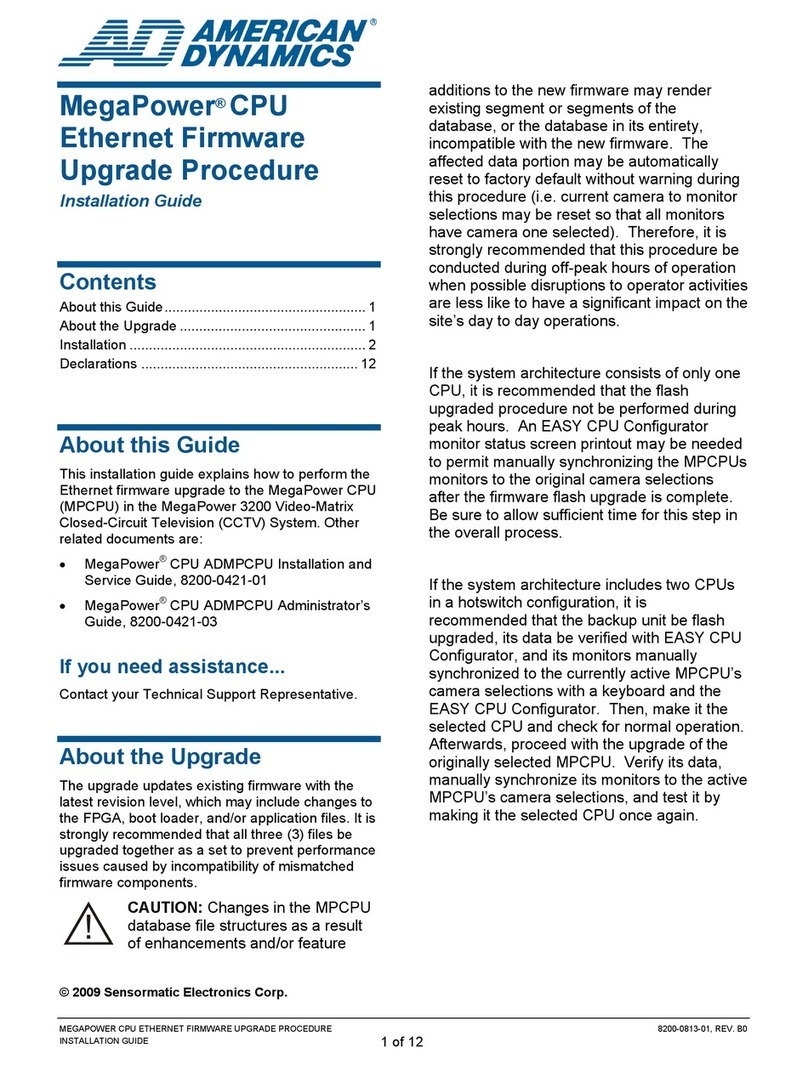 American Dynamics TF 6400 IR user guide