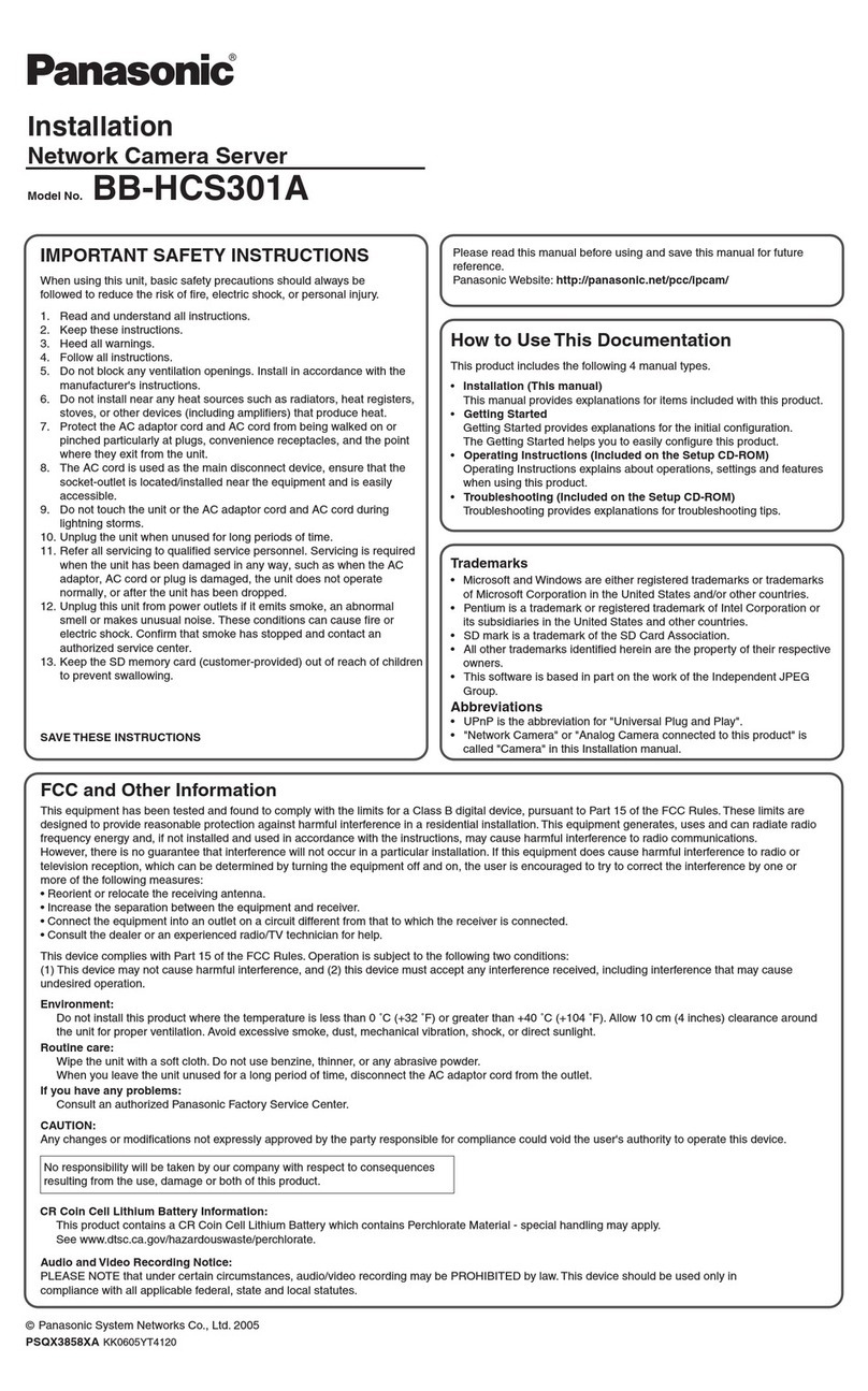 Panasonic BB-HCS301A - Network Camera Server installation guide