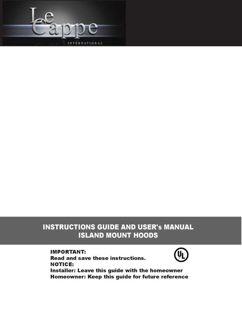 Le Cappe ISLAND MOUNT HOODS Instructions guide and user manual