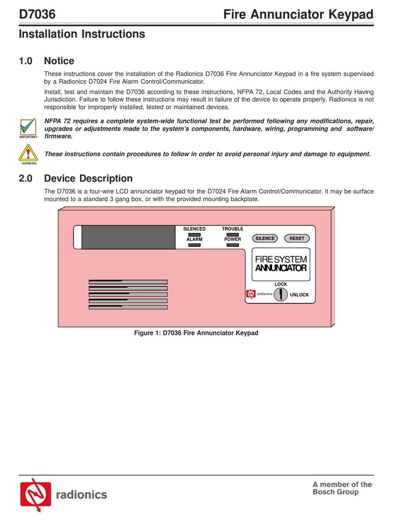 Radionics D7036 installation instructions