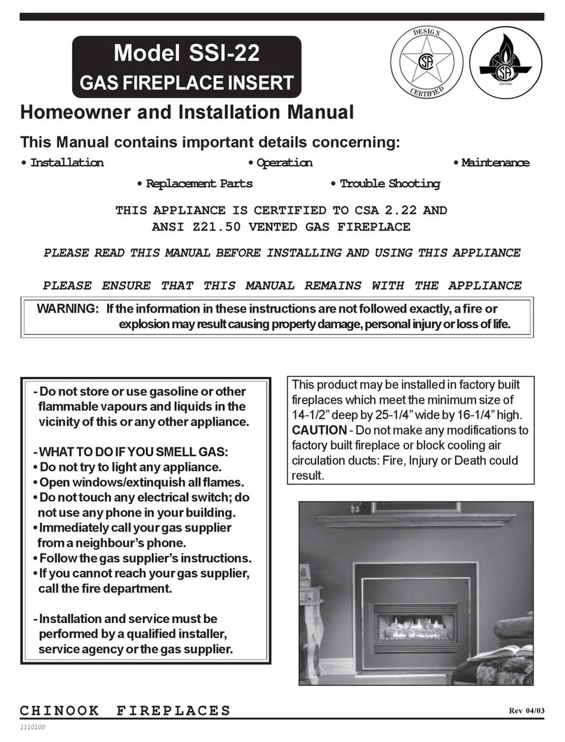 Chinook Fireplaces SSI-22 Homeowner and installation manual