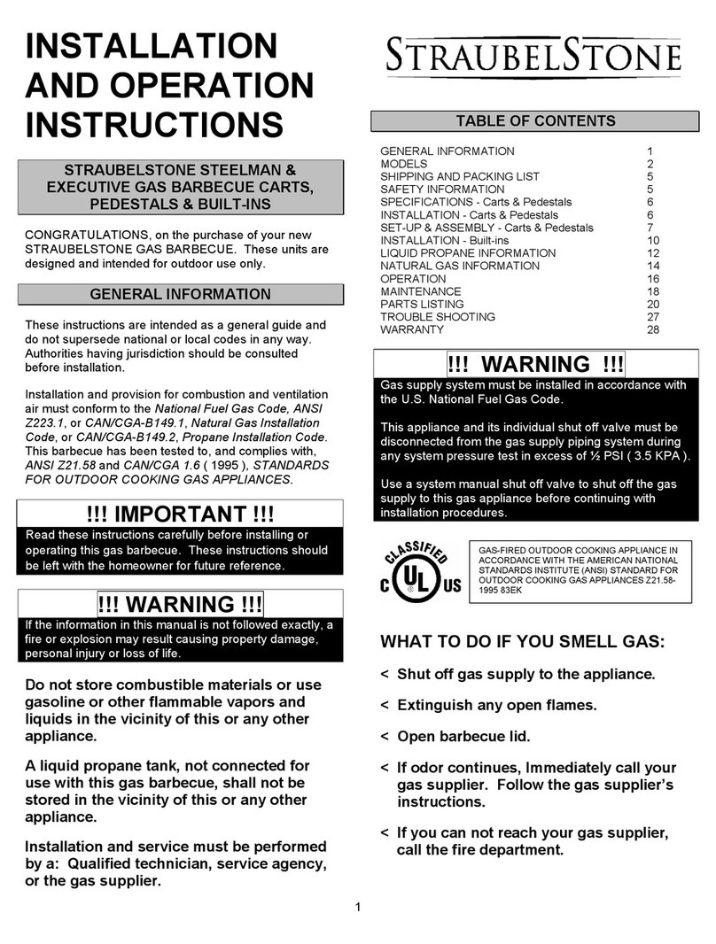 StraubelStone STEELMAN & EXECUTIVE GAS BARBECUE CARTS Installation and operation instructions StraubelStone STEELMAN & EXECUTIVE GAS BARBECUE CARTS Installation and operation instructions