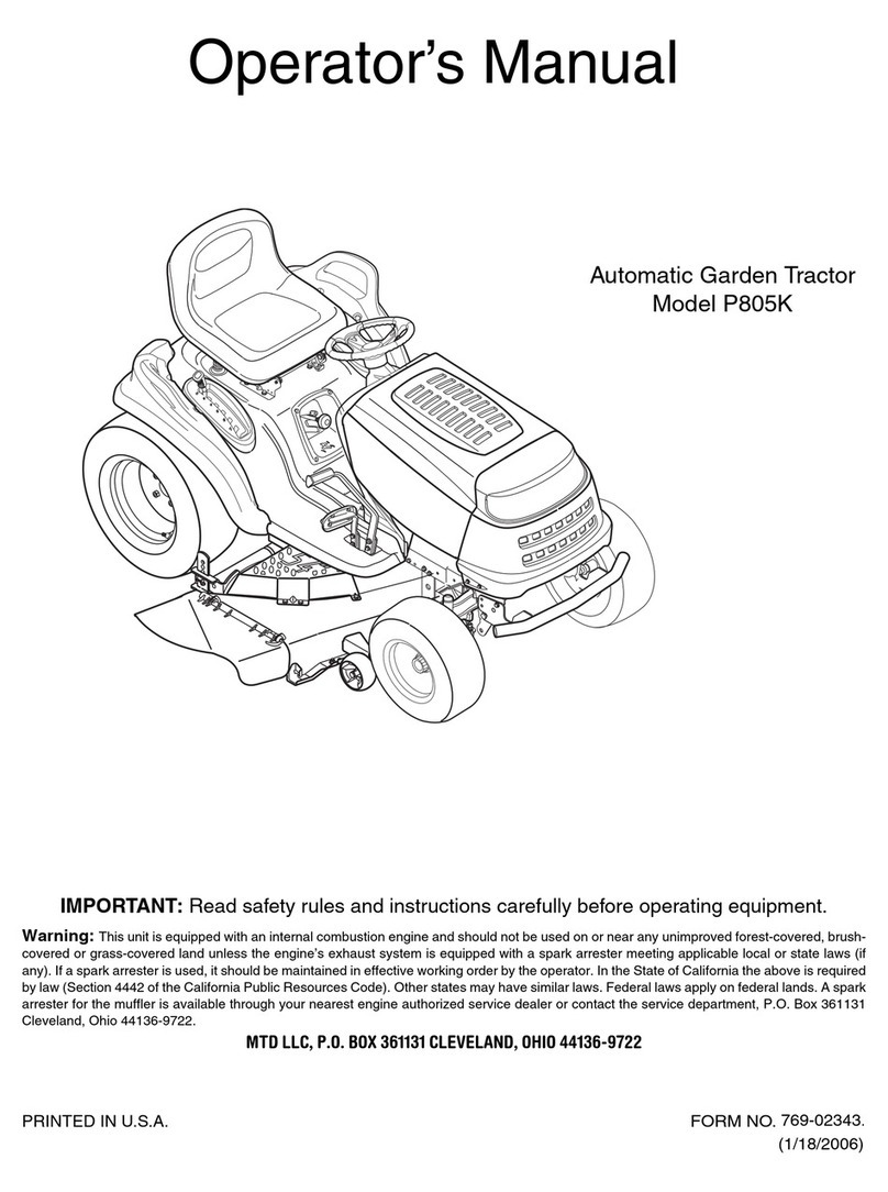 MTD P805K Operator's manual