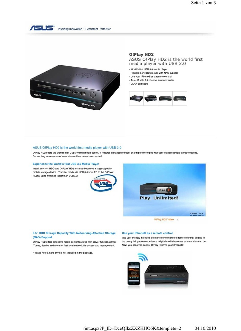 Asus OPLAY HD2 User manual Asus OPLAY HD2 User manual