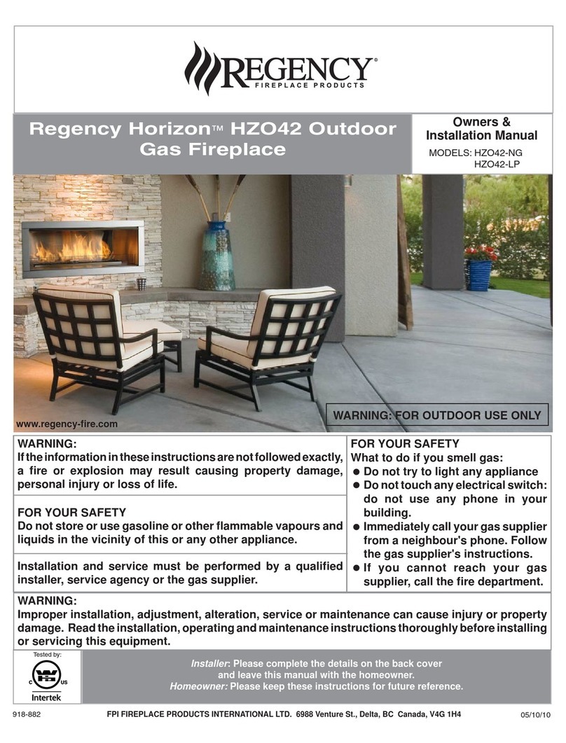 Regency Horizon HZO42-NG Owners & installation manual