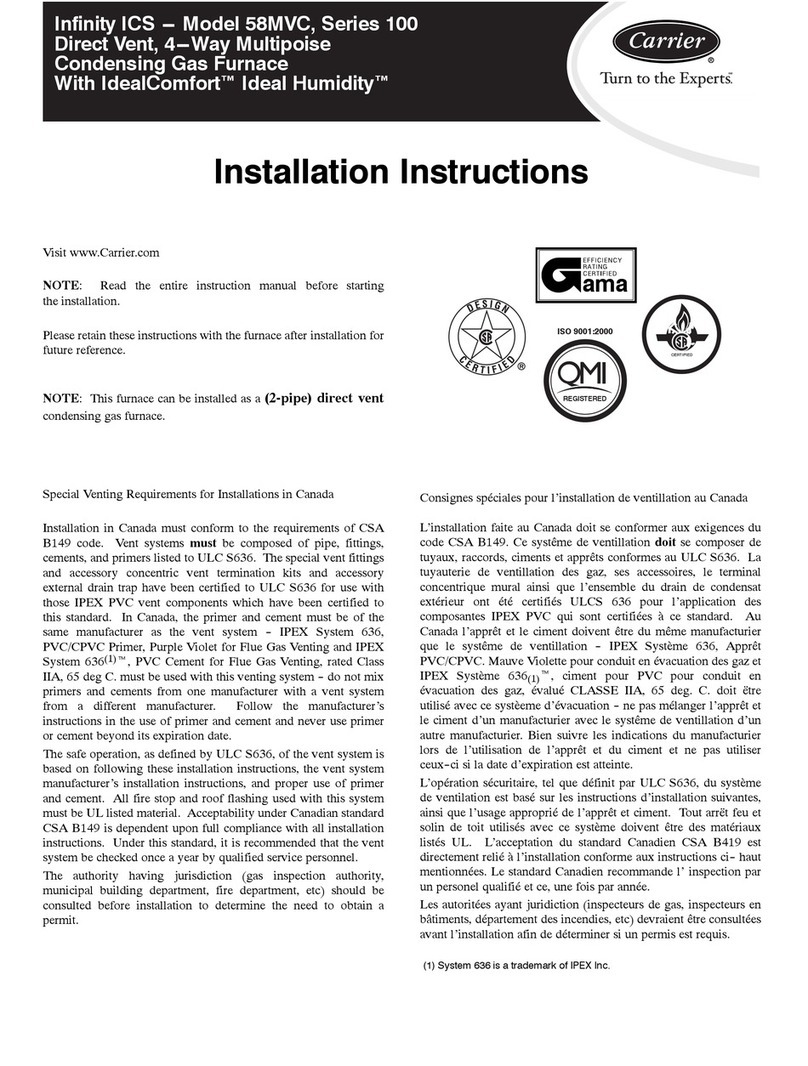Carrier Infinity ICS 58MVC 100 Series installation instructions Carrier Infinity ICS 58MVC 100 Series installation instructions