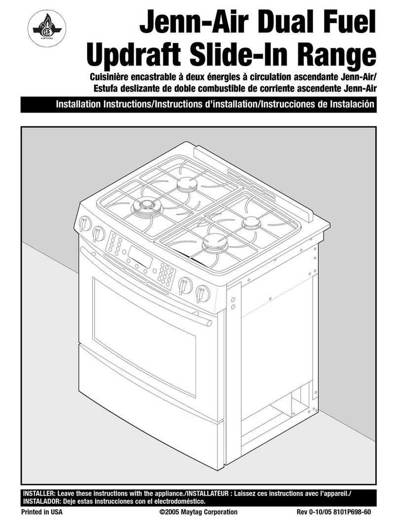Jenn-Air Dual Fuel Updraft Slide-In Range User manual