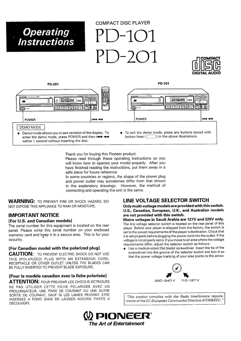 Pioneer PD-101 User manual Pioneer PD-101 User manual