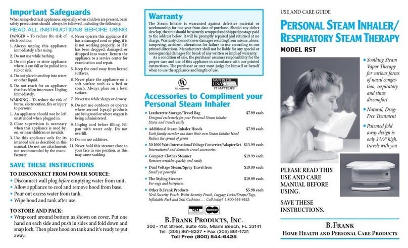 B. Frank RST Use and care guide