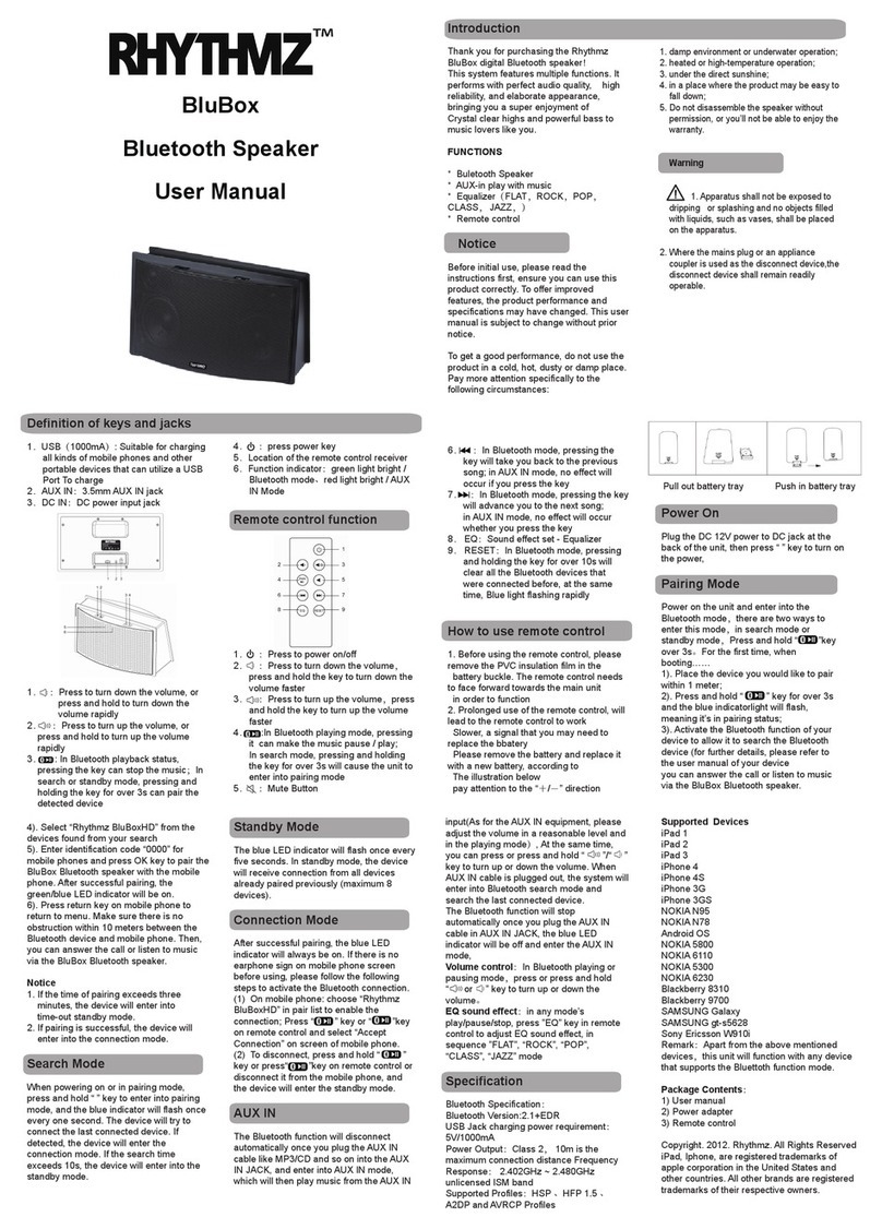 Rhythmz BluBox user manual