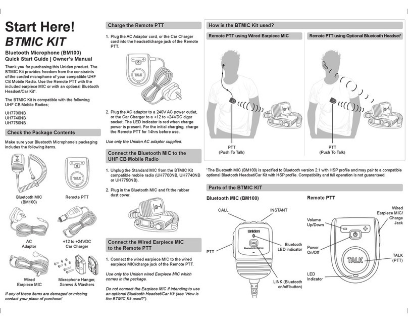 Uniden BM100 User manual Uniden BM100 User manual