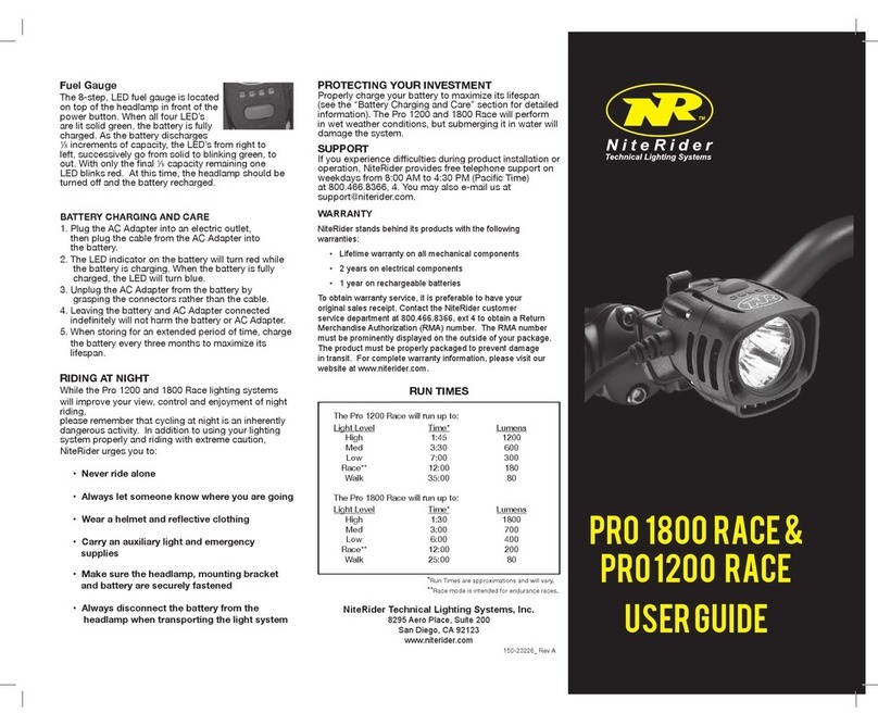 NiteRider PRO 1800 Race user guide