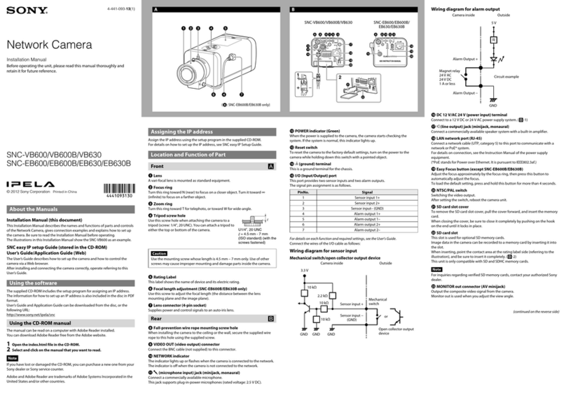Sony SNCVB600 installation manual