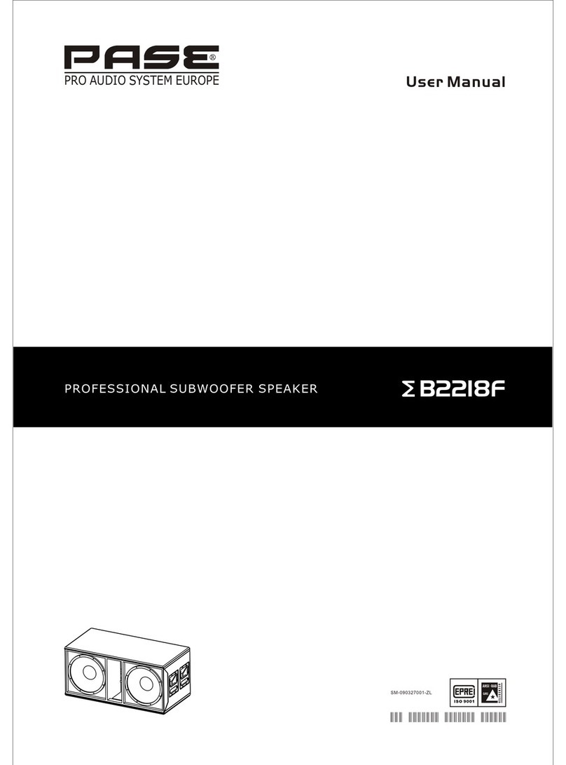 PASE PROFESSIONAL SUBWOOFER SPEAKER user manual