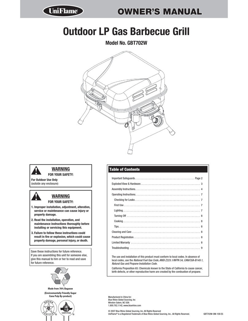 Uniflame GBT702W owner's manual