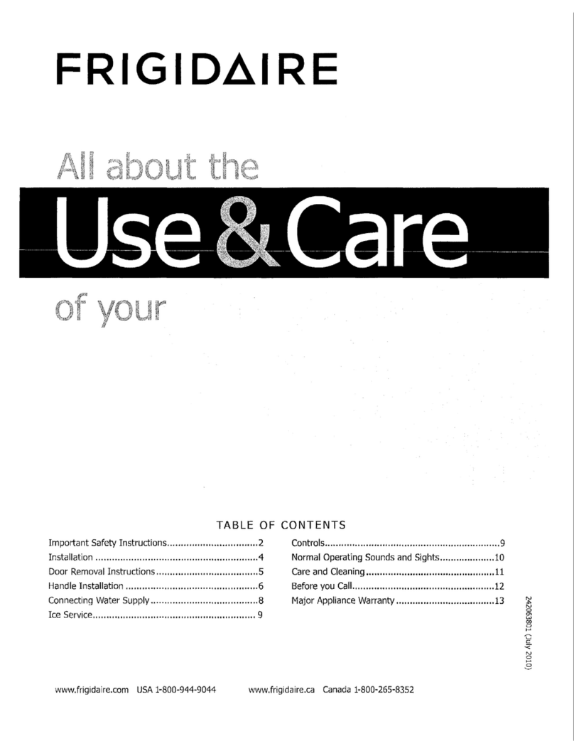 Frigidaire Refrigarator Owner's manual