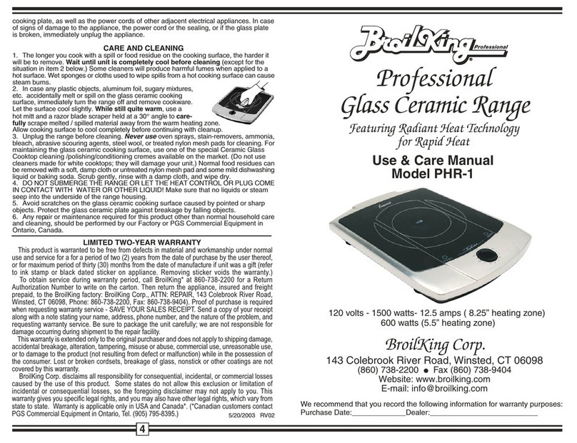 Broil King PHR-1 use and care manual