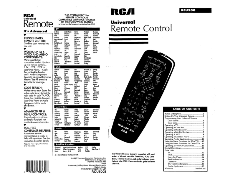 RCA RCU500 User manual