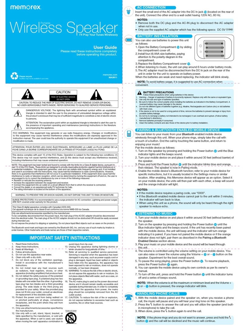Memorex MA3911 user guide