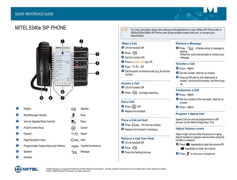 Mitel MiVoice 5340e Quick reference guide
