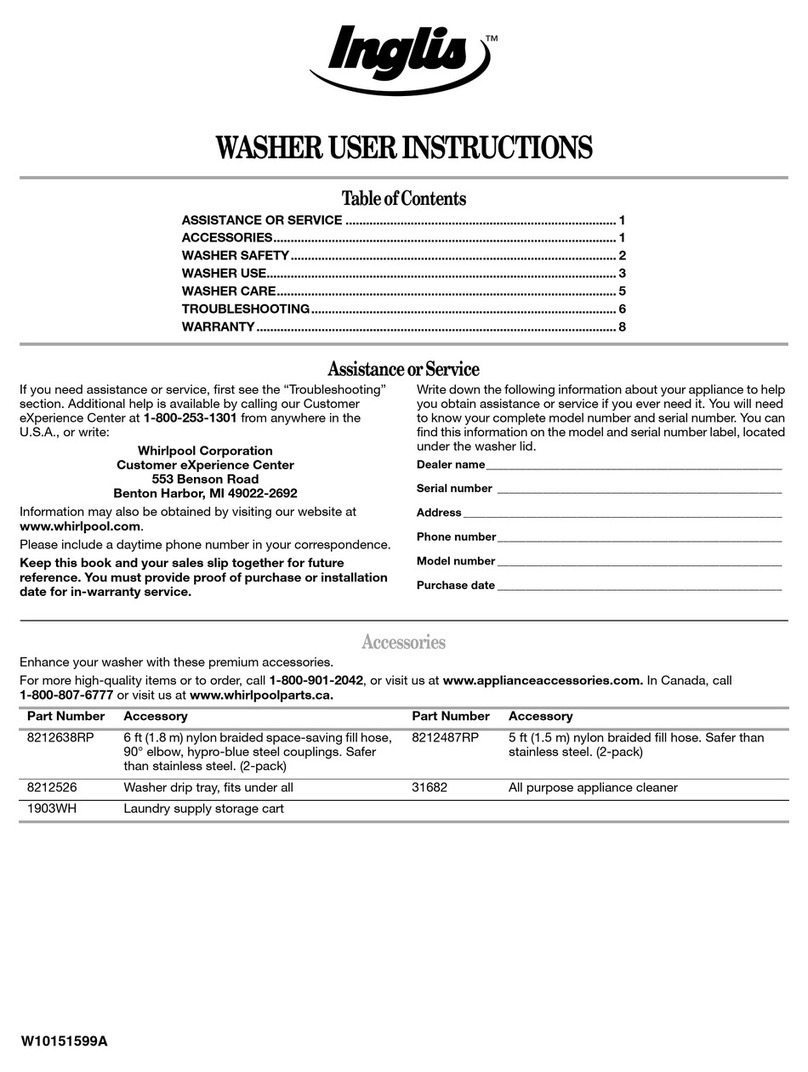 Inglis WASHER User instructions