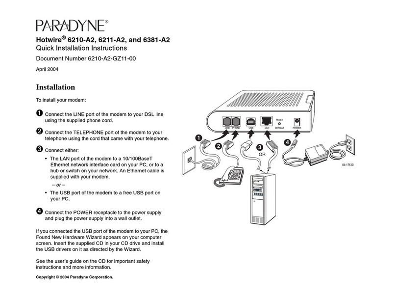 Paradyne 6381-A3 Quick installation instructions