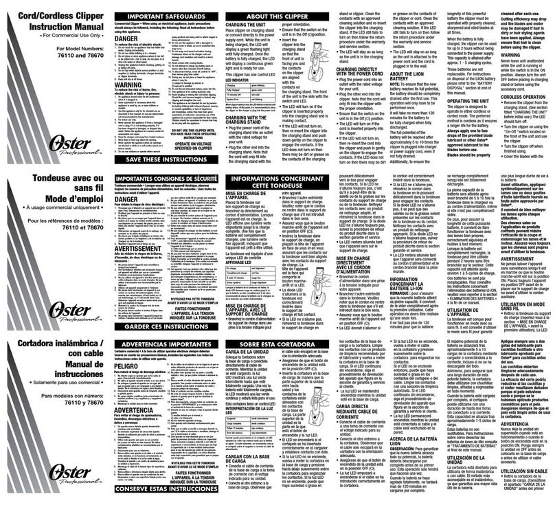 Oster 76110 User manual