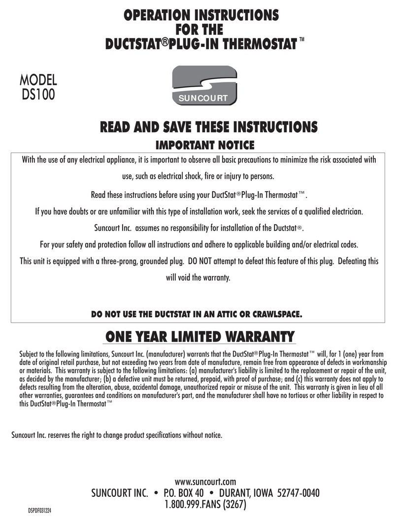 Suncourt DuctStat DS100 Operation instructions