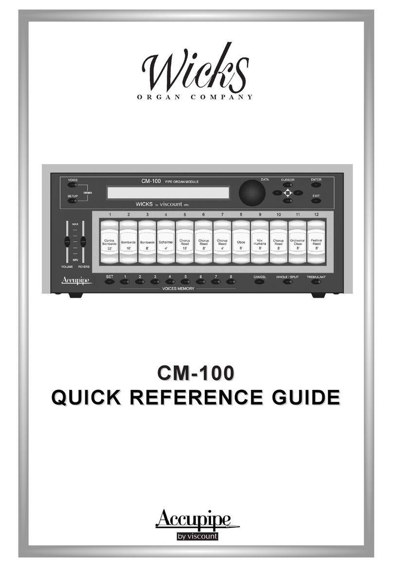 Accupipe Wicks CM-100 Quick reference guide