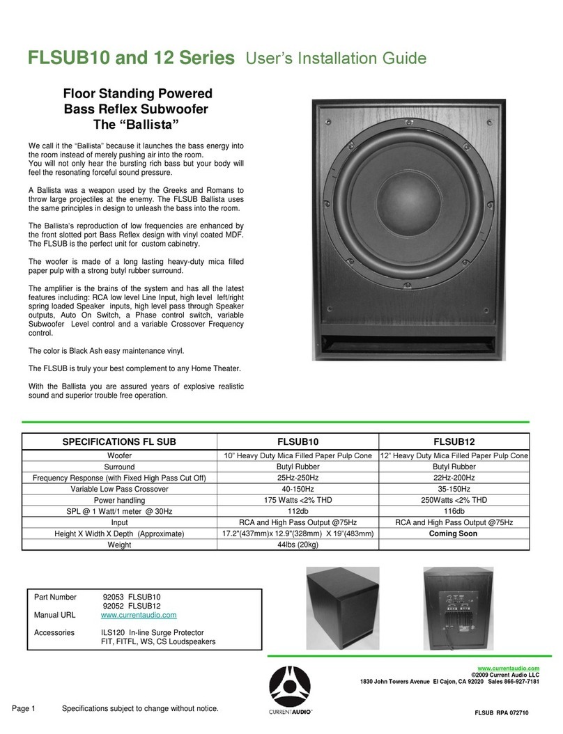 Current Audio Ballista FLSUB10 Series User's installation guide