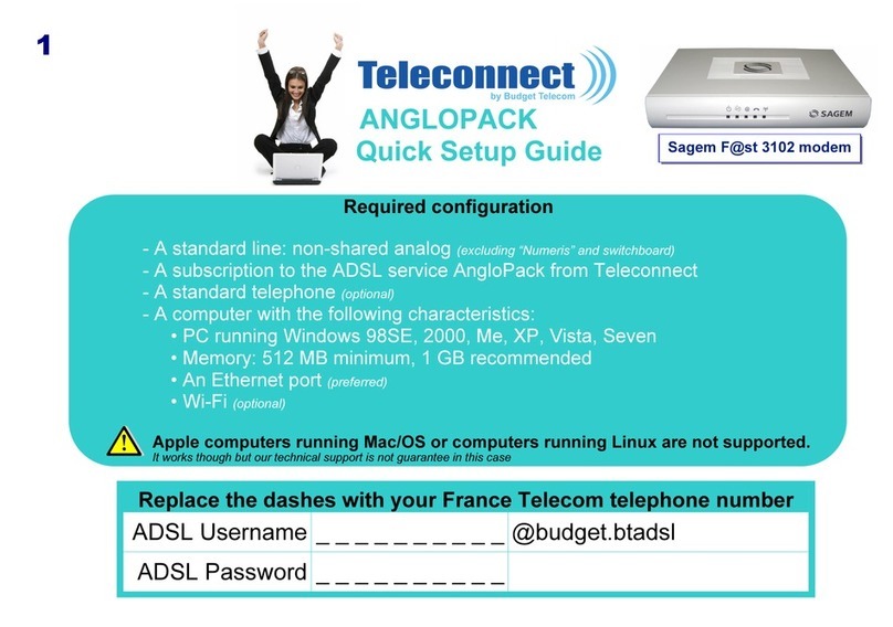 Sagem F@st 3102 Quick setup guide