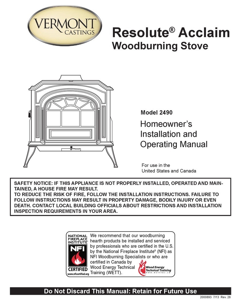 Vermont Castings Resolute Acclaim 2490 Homeowner's installation and operating manual