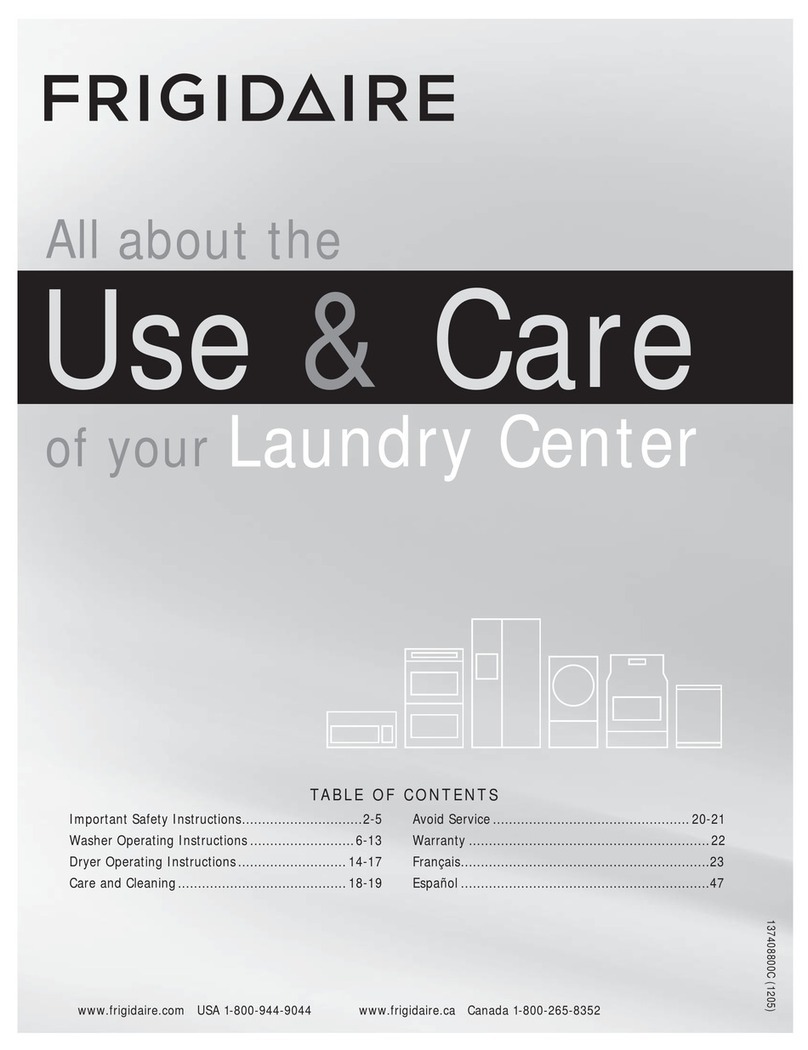 Frigidaire Laundry Center User manual