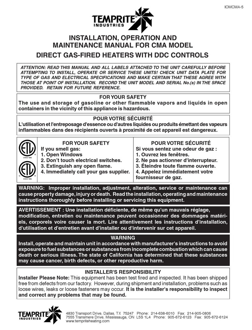 Temprite Industries CMA Installation, operation and maintenance manual