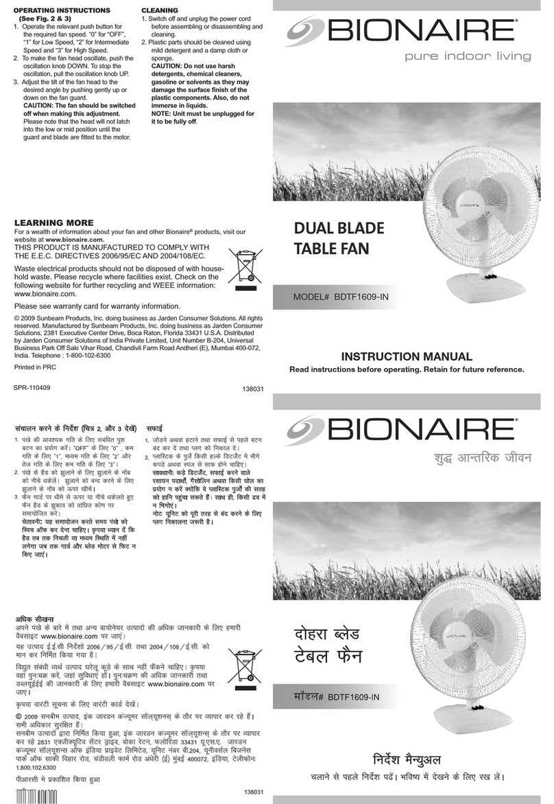 Bionaire BDTF1609-IN User manual