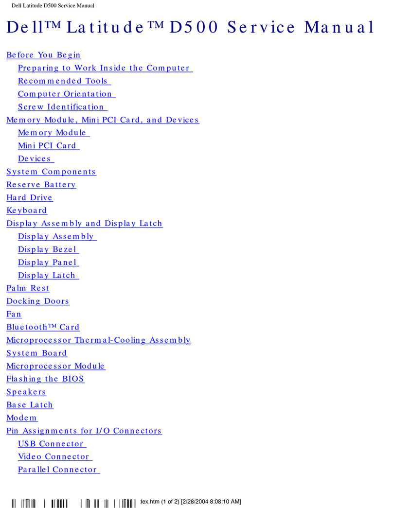 Dell Latitude D500 Service manual