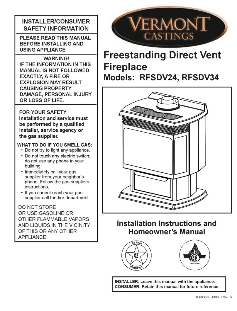 Vermont Castings RFSDV24 Installation instructions and homeowner's manual