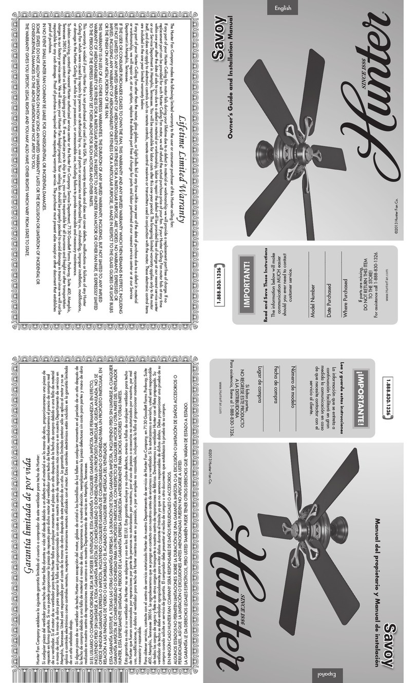 Hunter Savoy Instruction manual